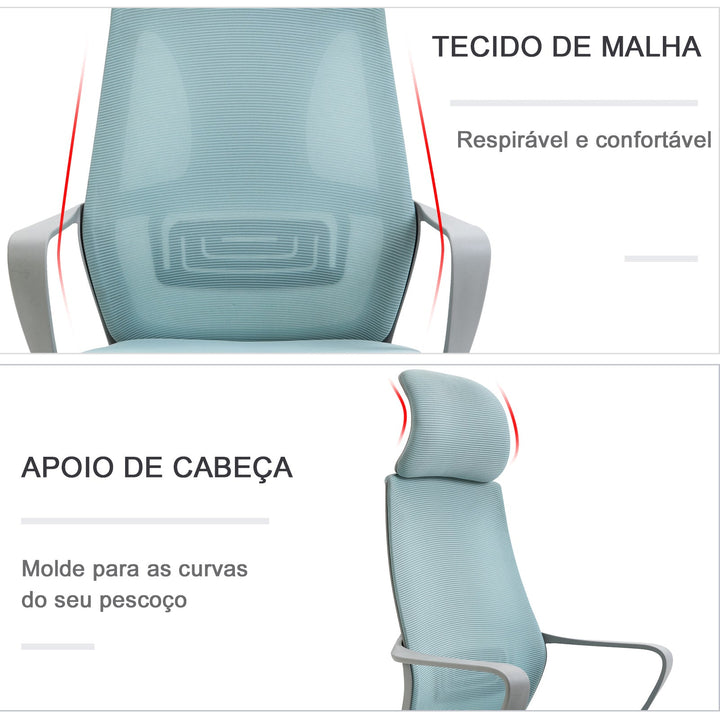 Cadeira de escritório ergonômica inclinável Altura ajustável 64x58x116-126 cm Azul