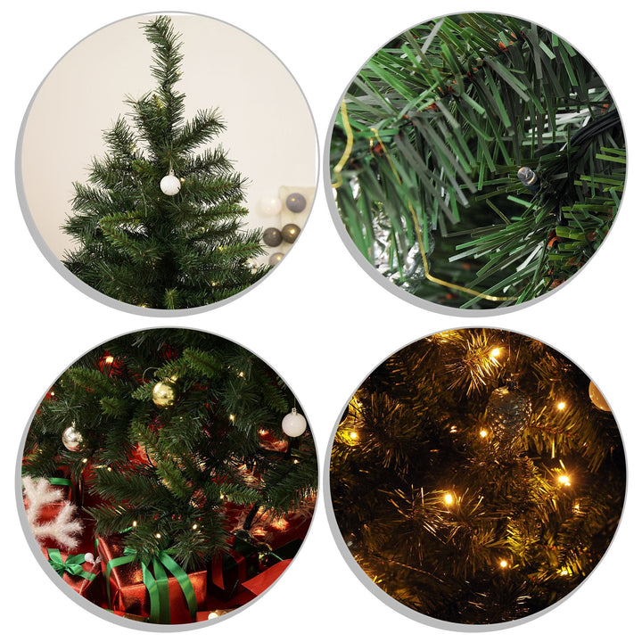 Árvore de Natal Artificial Árvore 180 cm com Suporte 745 ramas 200 Luzes LED