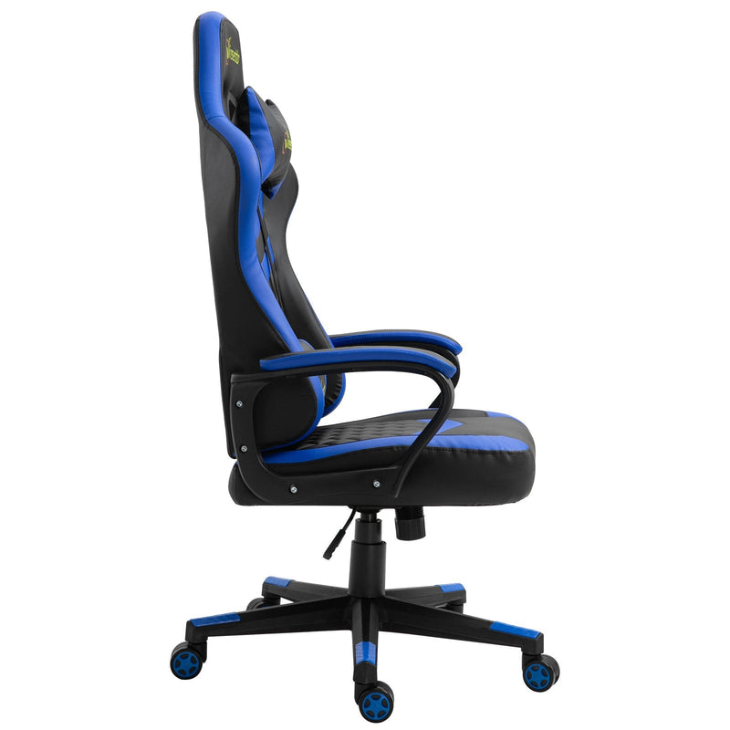 Cadeira ergonômica gaming de escritório Altura ajustável basculante com apoio de cabeça giratorio 61x70x121-129 azul