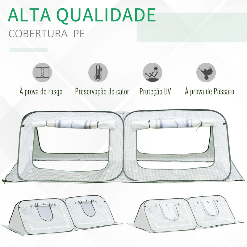 Estufa de jardim Pop-up com 4 portas portátil bolsa de transporte para plantas Flores Aço 240x120x75 cm Branco