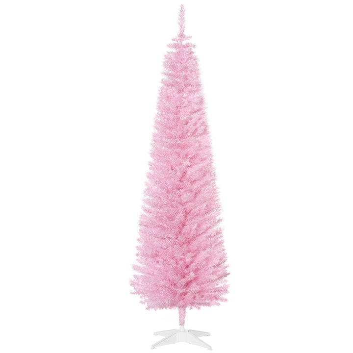 Árvore de Natal Artificial 180cm Ignífugo com 390 Ramos de PVC e Suporte de Metal Decoração de Natal para Interiores Fácil de Montar Rosa