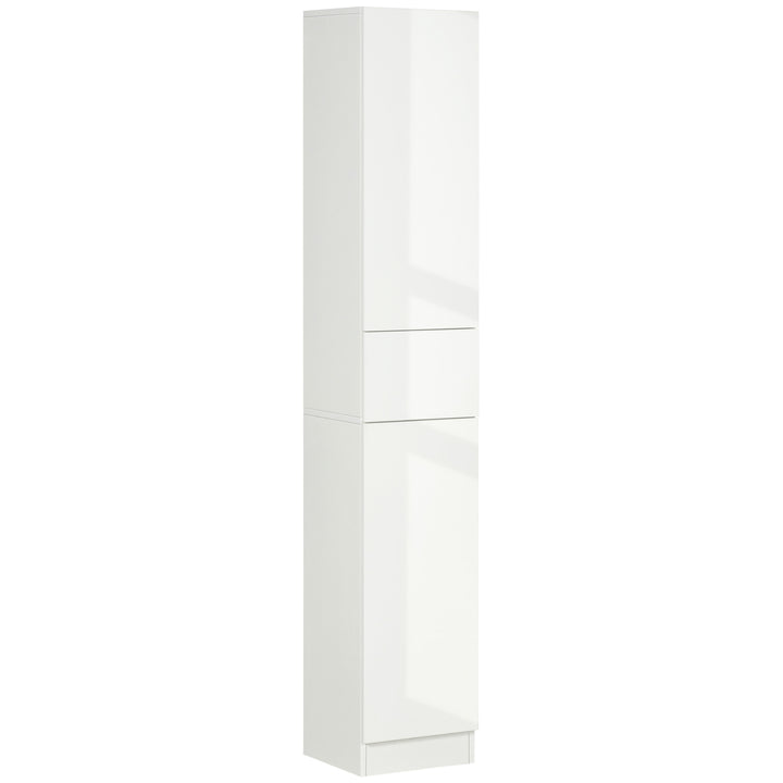 Coluna Casa de Banho com 1 Gaveta e 5 Prateleiras Coluna Casa de Banho de Estilo Moderno para Cozinha Sala de Estar 30x28x170cm Branco