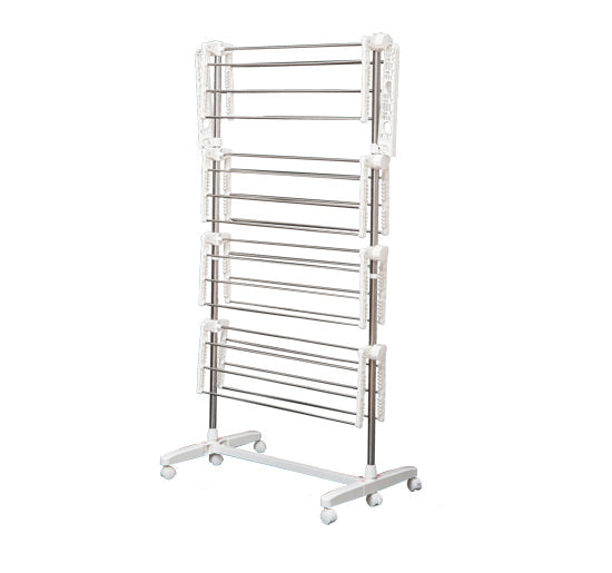 Estendal de Roupa tipo Pendurador Móvel Branco e Aço Inoxidável (80-142) x 55 x 178 cm