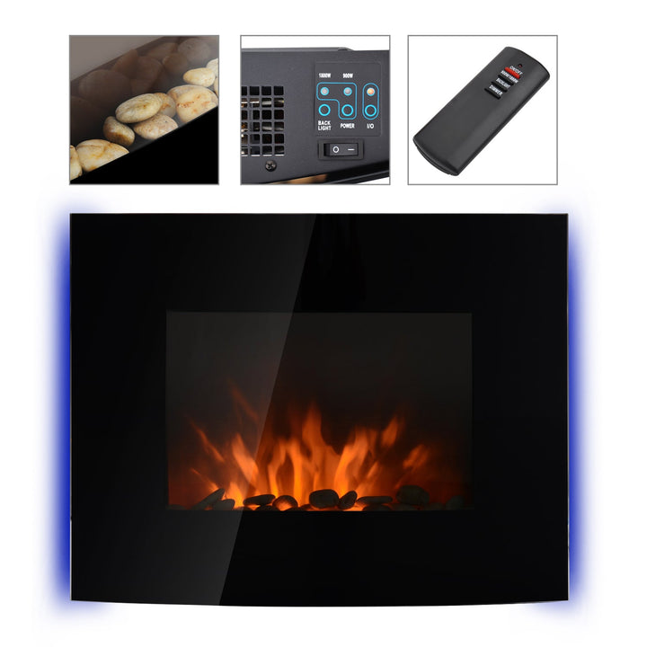 Lareira Elétrica tipo Aquecedor de Parede 1000 W / 2000 W - 88,5 x 13,5 x 56 cm