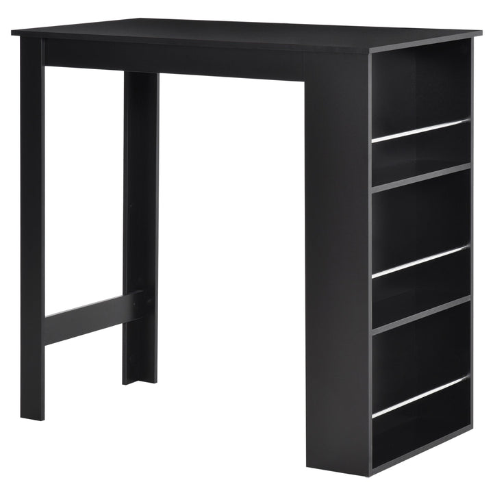 Mesa de Bar de Bistrô com 3 Prateleiras com Suporte Estilo Moderno para Cozinha Sala de Jantar Sala de Estar Estrutura de Melamina 112x57x106cm Preto