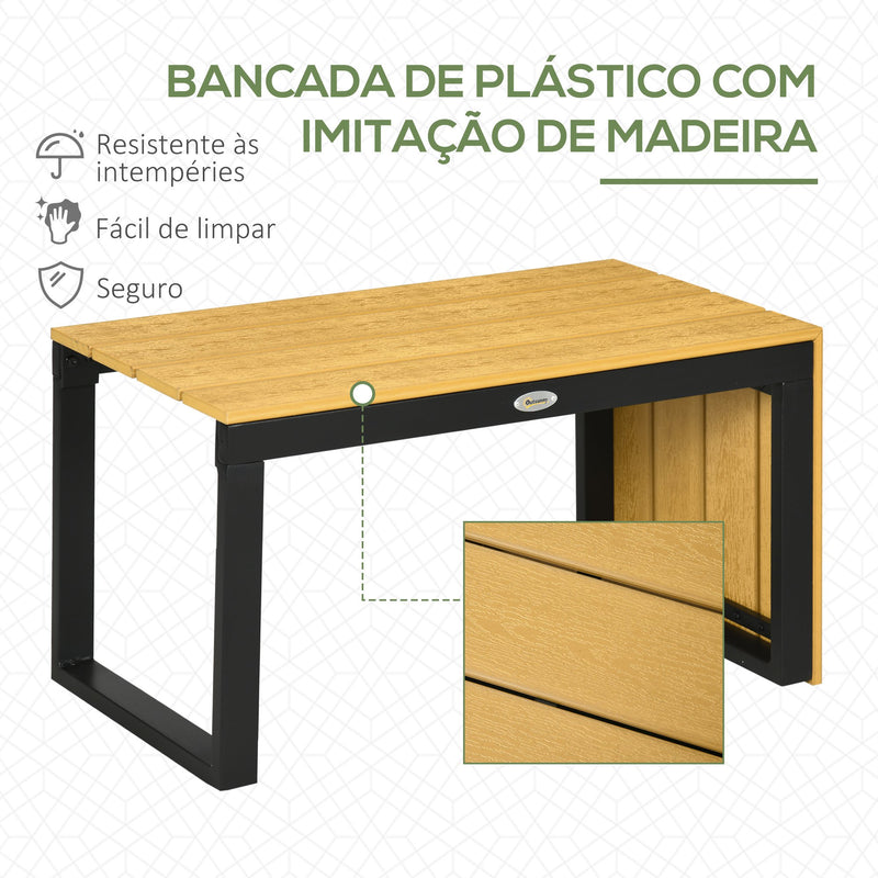 Conjunto Móveis de Jardim de Alumínio 3 Peças Conjunto de Móveis de Exterior Inclui 2 Sofás com Almofadas Mesa de Centro e Painel Lateral para Varanda Cinza e Madeira