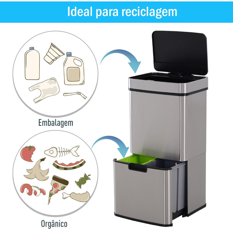 Caixote de Lixo Automático do sensor da abertura da lata de lixo para o quarto 72L da cozinha de aço inoxidável