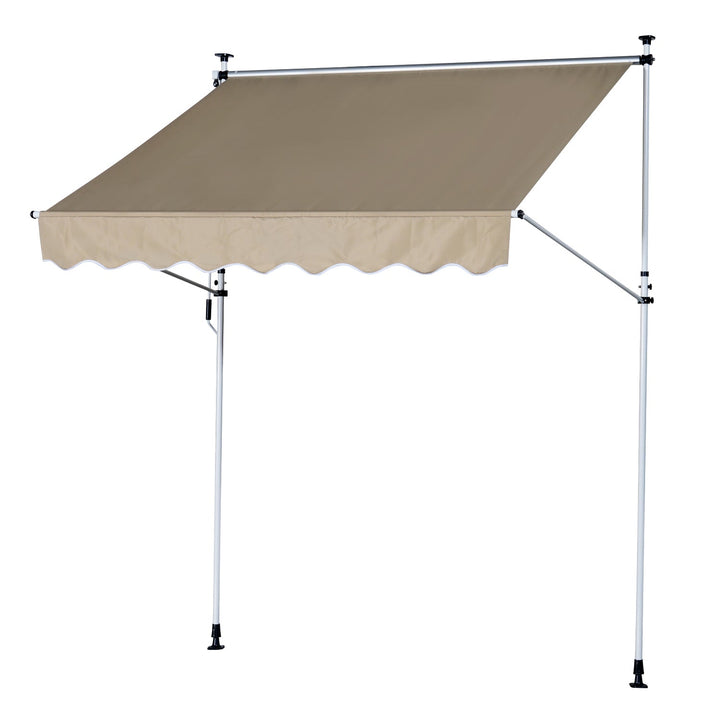 Toldo Portátil Pátio Varanda 3x1,5m Toldo Manual Dobrável de Alumínio Altura Regulável com Manivela para Terraço Jardim Bege