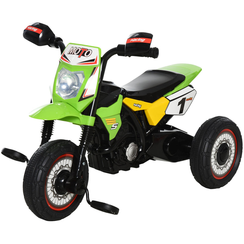 Moto infantil para crianças acima de 18 meses com 3 rodas Música e farol 71x40x51 cm Verde