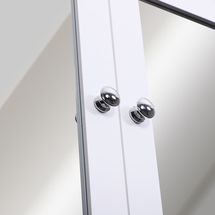Armário de banheiro com parede de espelho com 2 portas 3 níveis de armazenamento de parede cor branco 56x13x58cm