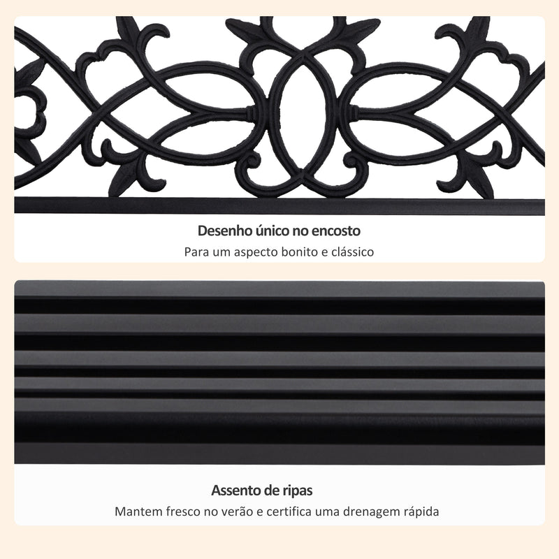 Banco Baloiço de 2 Lugares Banco Suspenso de Aço com Apoio para os Braços Carga Máx. 240kg para Jardim Varanda Exterior 127x59,5x52cm Preto