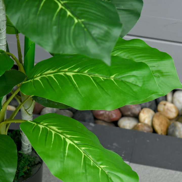 Planta Artificial de 95cm com 33 Folhas Realistas em Vaso de Cimento Planta Imitação Folha Perene Interior e Exterior para Decoração Verde