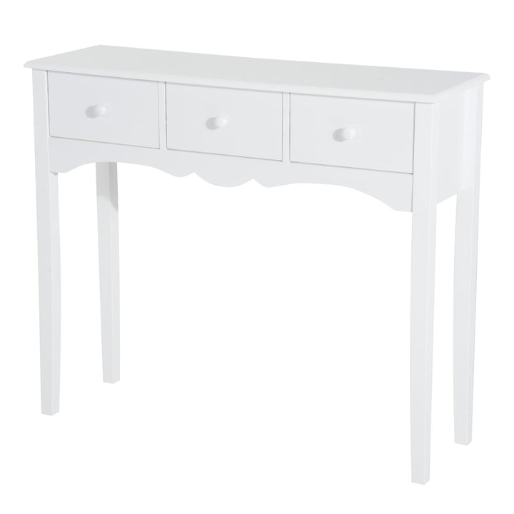Mesa consola tipo aparador com 3 Gavetas em Cor Branco e Material Madeira 100x32x85cm