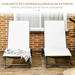 Conjunto de 2 Espreguiçadeiras Reclináveis de Jardim Espreguiçadeiras de Alumínio para Exterior com Encosto Ajustável em 5 Níveis e Rodas para Praia Piscina 165x66x102cm Bege