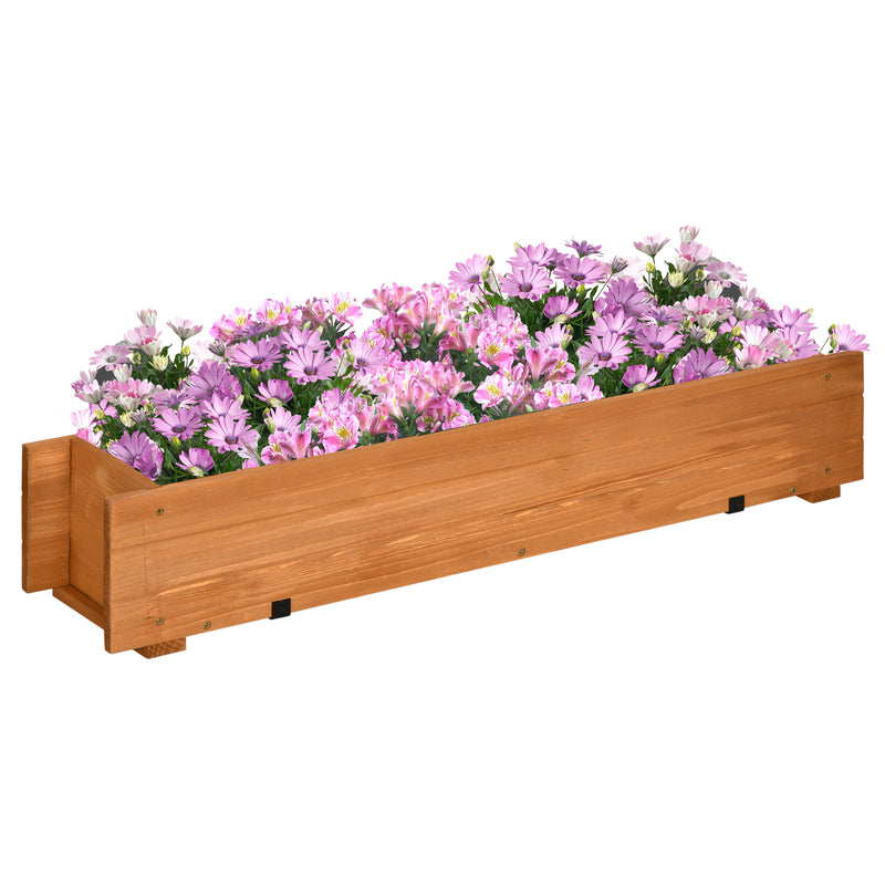 Floreira de Madeira de Chão ou Parede Floreira Retangular com 2 Orifícios de Drenagem e 2 Ganchos para Cultivos de Plantas Flores em Jardim Varanda 91x18x16,5cm Madeira