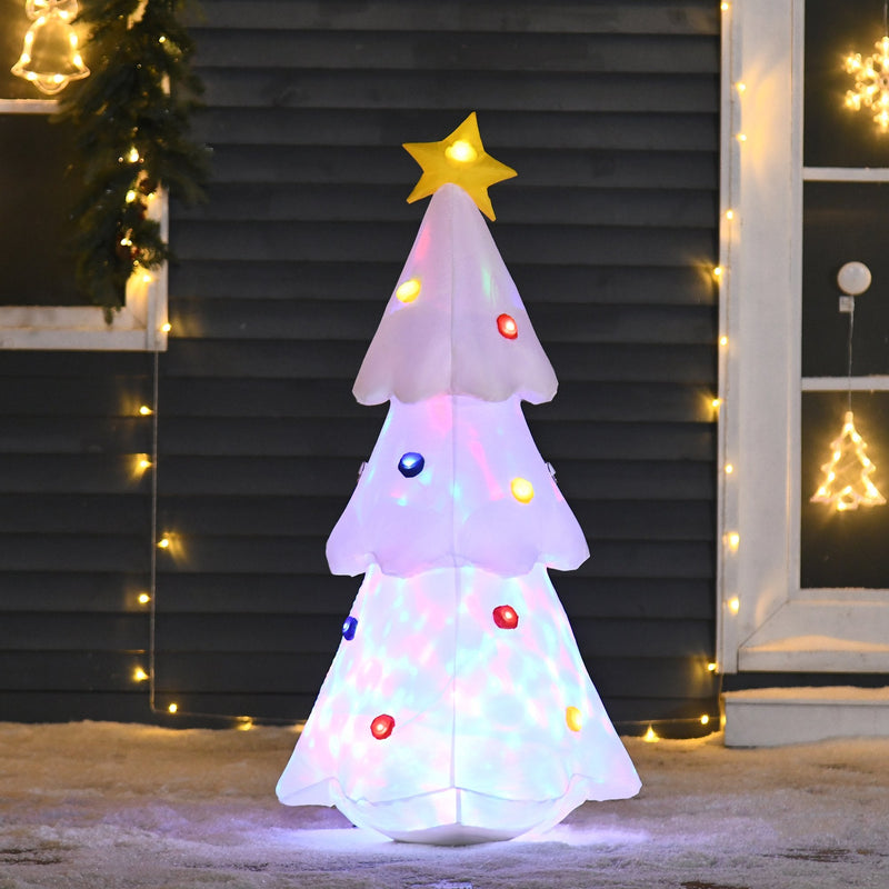 Árvore de Natal Inflável 122cm de Altura com Luzes LED e Inflador Decoração de Natal para Interiores Exteriores 60x51x122cm Branco