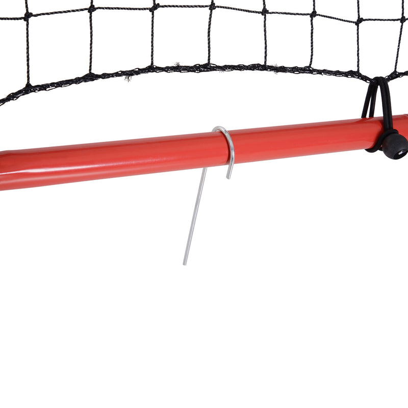 Rede de Rebote de Metal Rede de Rebote com Ângulo Ajustável e 20 Cordas Elásticas para Treinamento de Futebol Tenis Beisebol Desportes 96x80x96cm Vermelho