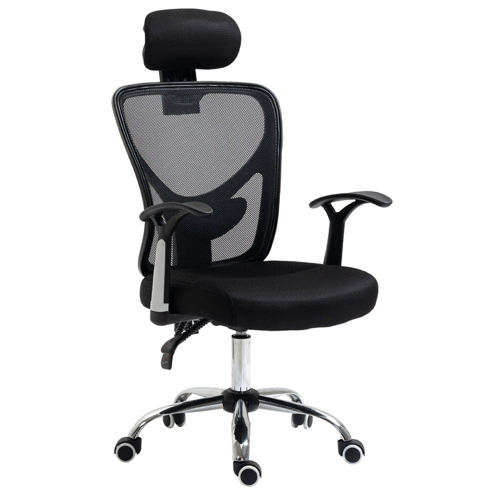 Cadeira de Escritório Ergonômica Cadeira de Escritório Giratória com Altura Ajustável Função Reclinável Apoio para a Cabeça e Suporte Lombar 65x67x108-118cm Preto