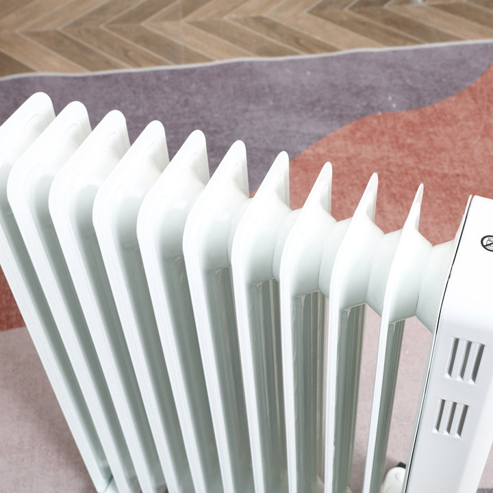 Radiador a Óleo 2290/2720W com 3 Modos de Aquecimento Tela LED Controle Tátil Termostato Temporizador 24H e Rodas Baixo Consumo para 20m² 50,5x24x63cm Branco