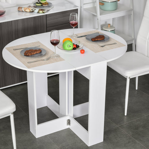 Mesa dobrável com 2 asas dobráveis ??Mesa lateral de madeira 104x76x73,7 cm Branco