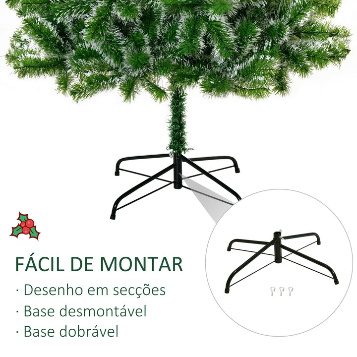 Árvore de Natal Artificial 210cm com 968 Ramos e Suporte de Metal Árvore de Natal para Decoração de Interior Sala de Estar Festas Ø100x210 cm Verde