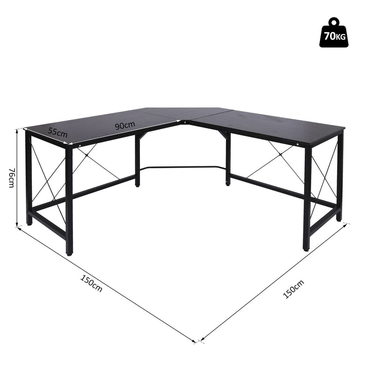 Mesa de computador PC Mesa de escritório formulário de tabela de canto L Armação de Aço 150x150x76cm