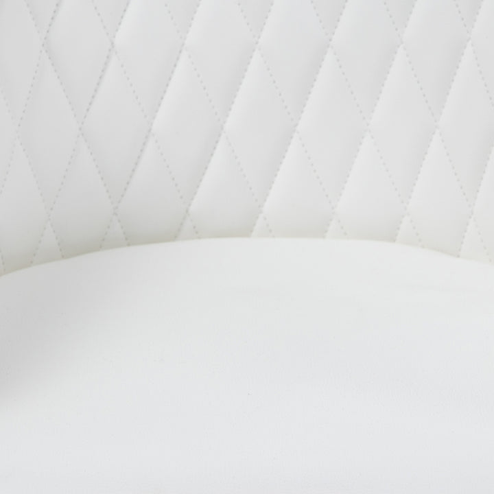 Cadeira de Escritório Operativa Cadeira de Escritório Giratória de Couro PU com Altura Ajustável e Função de Inclinação pra Sala de Estar Dormitório Estúdio 59x60x90-100 cm Branco