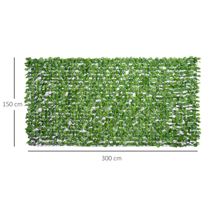 Vedação Artificial em Rolo 3x1,5m Vedação de Privacidade para Balcão Jardim Exterior Planta Decorativa de Parede PE Verde