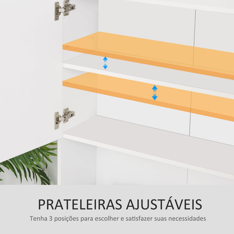 Armário de Armazenamento de Cozinha Armário Alto com 3 Gavetas 3 Portas e Prateleiras Interiores Ajustáveis móvel Auxiliar para Sala de Jantar Sala de Estar 80x39,5x183,5cm Branco