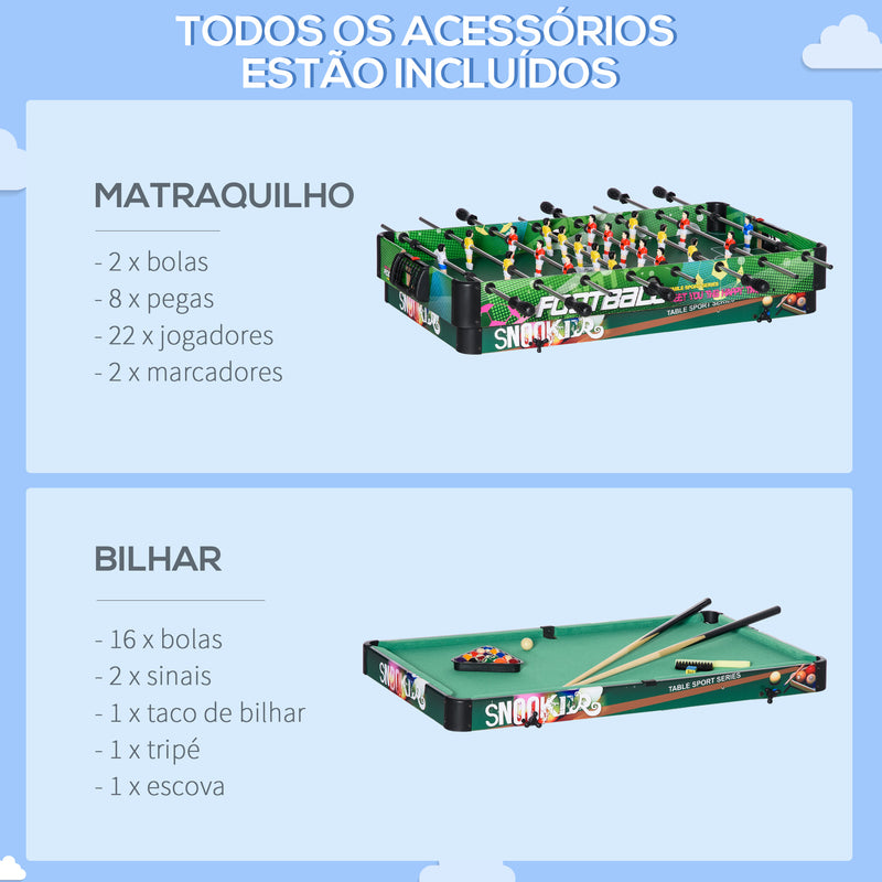 Mesa Multi Jogos para Crianças acima de 7 Anos Mesa de Jogos 6 em 1 Dobrável Bilhar Matraquilho Ping Pong Lançamento de Anéis Hóquei no Gelo e Air Hóquei 118x104x71cm Multicor