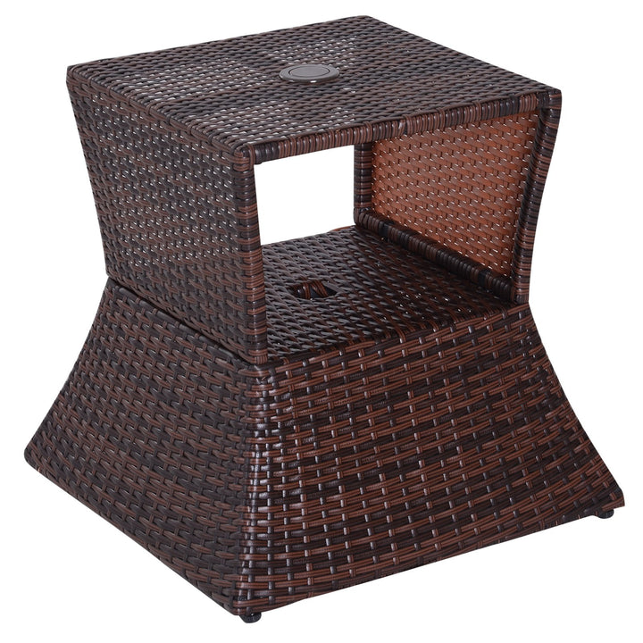 Mesa de Centro Vime com Buraco para Guarda-sol Mesita de Café Chá Mesa Auxiliar para Exterior Varanda Pátio 54x54x55cm