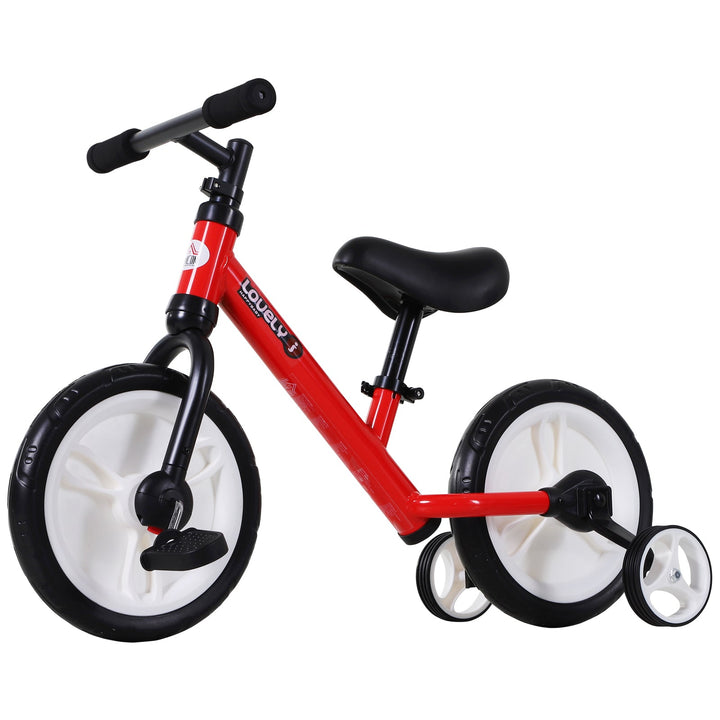 Bicicleta Balance com pedais e rodas removíveis Cor vermelha Assento ajustável 33-38cm Crianças +2 Anos Carga 25kg