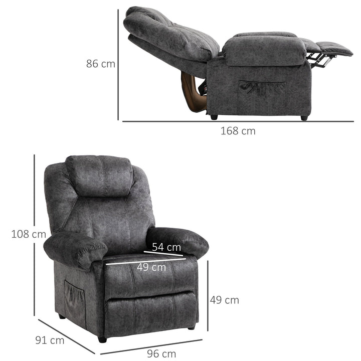Poltrona Relax Reclinável Poltrona para Sala de Estar com Apoio para os Pés Retrátil Encosto Alto Bolso Lateral Acolchoado Grosso 96x91x108cm Preto