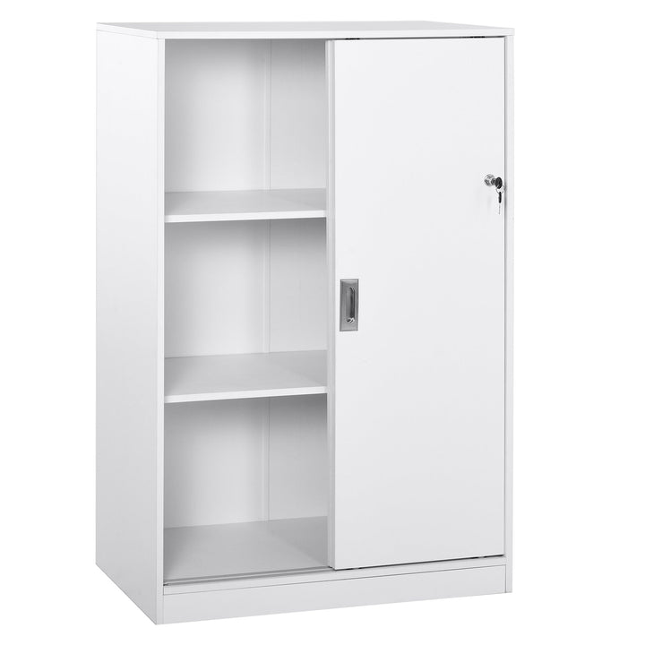 Armário de escritório com 2 portas deslizantes e 3 prateleiras 80x40x120 cm Branco