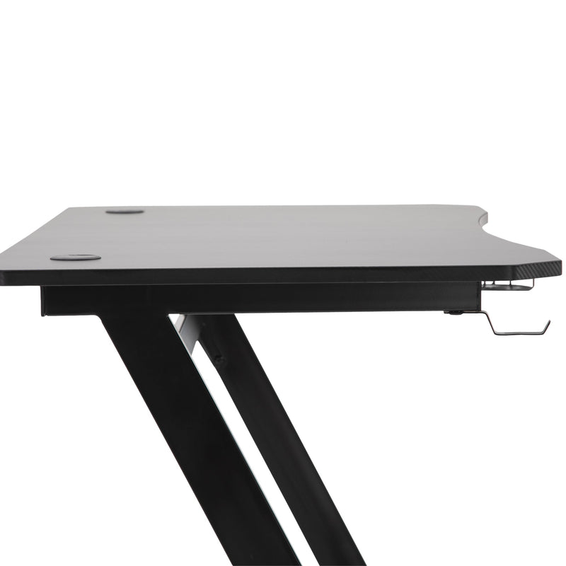 Secretária tipo gaming mesa de escritório com suporte para copos gancho e pés ajustáveis ??120x65x74,5 cm preto