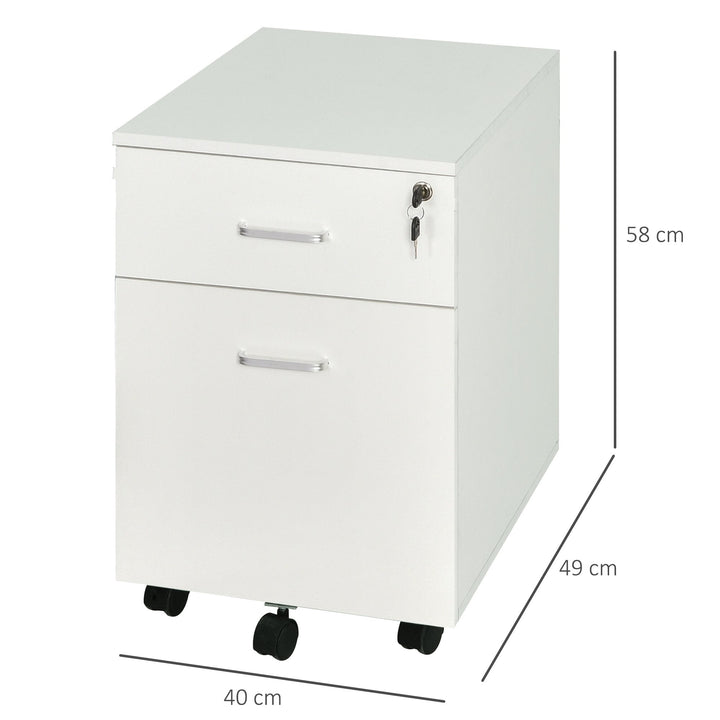Gaveta com Rodas para Escritório 2 Gavetas com Espaço para A4 40x49x58 Branco