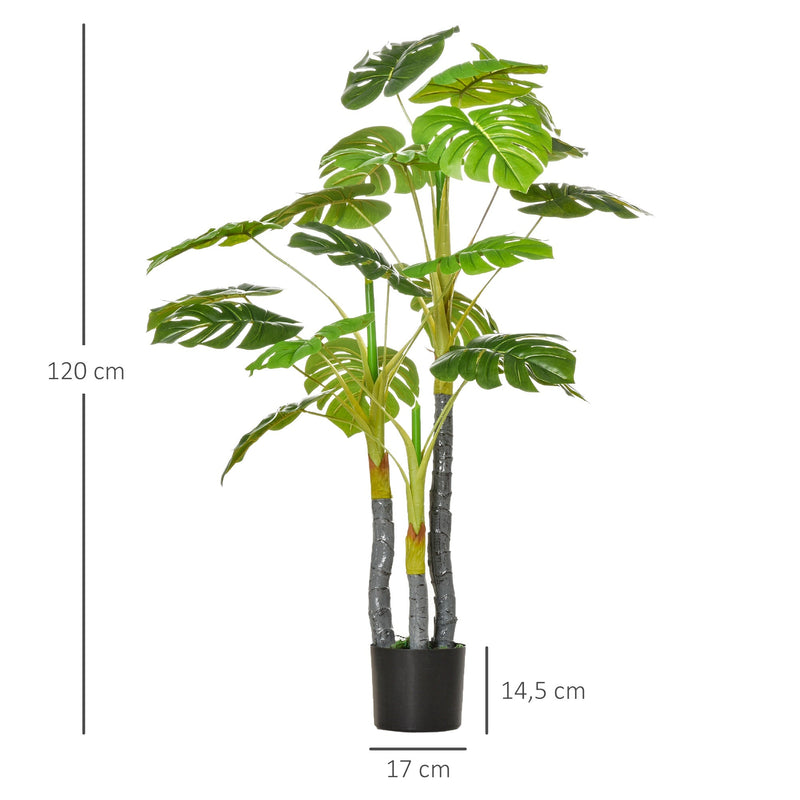 Planta Artificial Costela de Adão no Vaso 120cm de Altura Planta Artificial Tropical Decorativa com 20 Folhas para Casa Sala de Estar Dormitório Verde