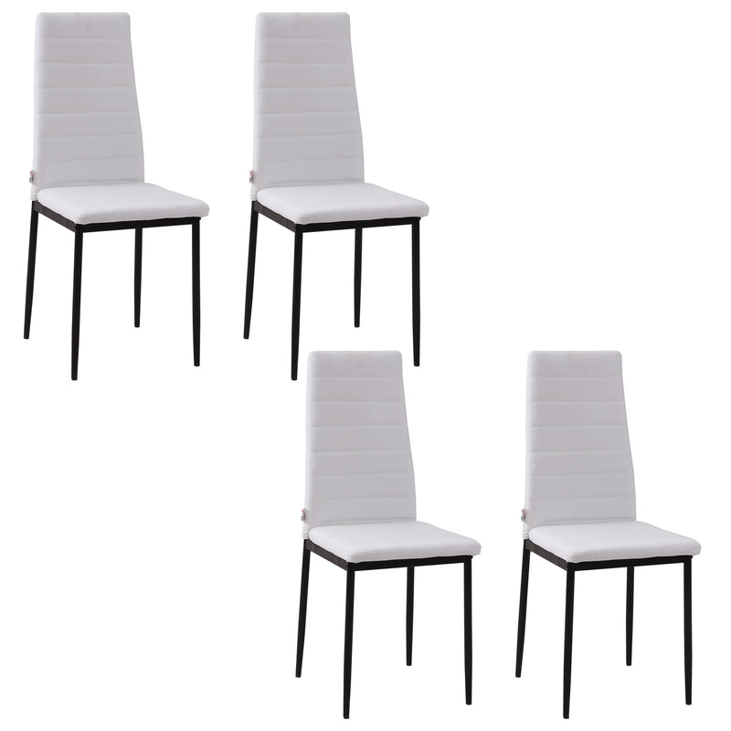 Conjunto de 4 Cadeiras de Sala de Jantar Estofadas em Linho e Pés de Metal Cadeiras Modernas para Cozinha Carga Máxima 120kg 41x50x97cm Branco