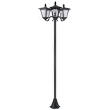 Candeeiro Solar de Jardim com 3 Luzes LED Impermeável IP44 Sensor de Noite Candeeiro de Exterior para Terraço Pátio Aço Inoxidável 51,5x47x182,5cm Preto