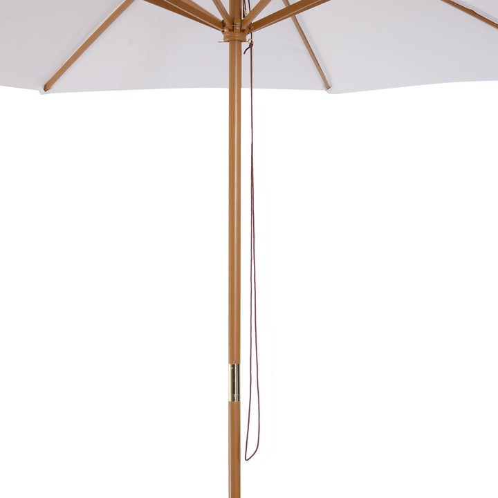 Guarda-sol Parasol Branco Creme Terraço De Madeira Praia Jardim Piscina Camping F300x250 cm