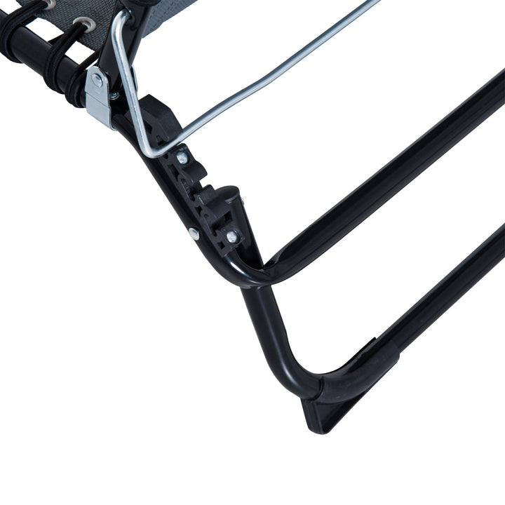 Espreguiçadeira dobrável reclinável e ajustável 3 posições para jardim com sistema de laço Estrutura de Aço 197x58x76 cm cinza