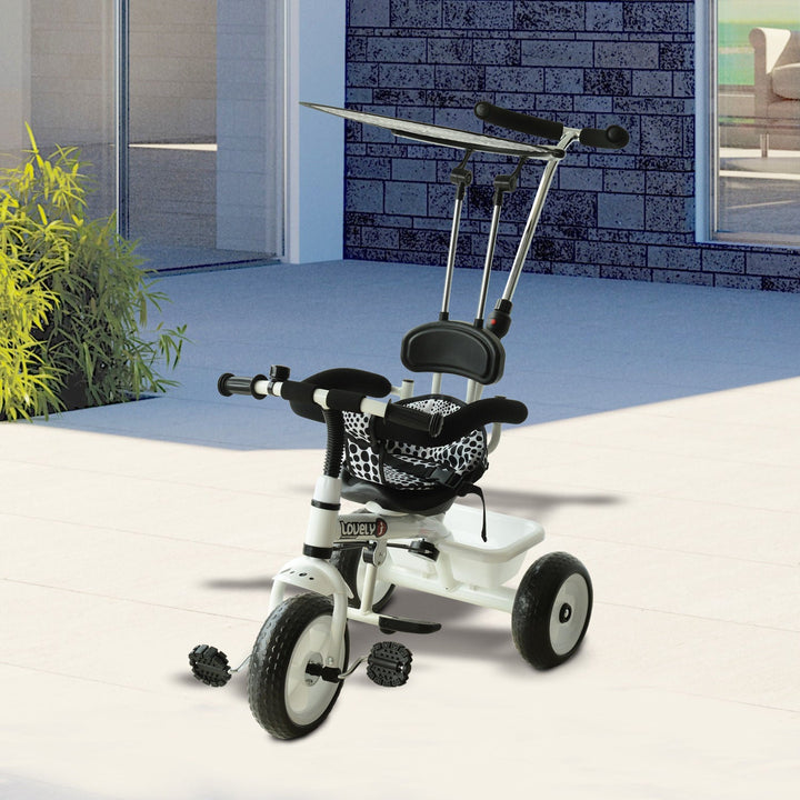 Triciclo Infantil com Capuz - Branco - Ferro, Plástico e Tecido - 103 x 47 x 101cm