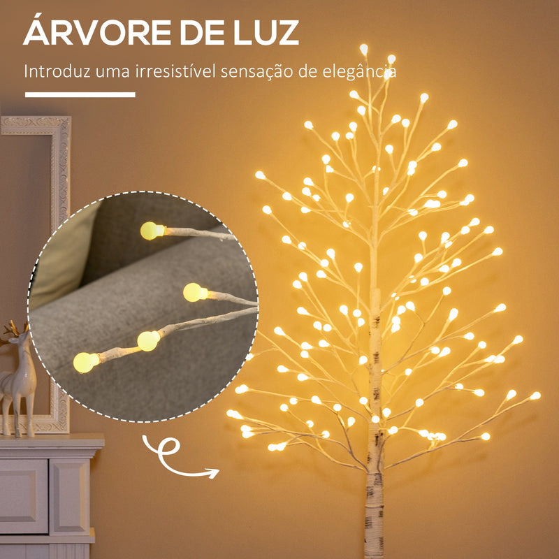 Árvore Sintética Altura 150cm com 120 Luzes LED IP44 Ajustável em 3 Modos Ramos Flexíveis e Base de Candeeiro Árvore de Decoração de Natal para Interiores 20x20x150cm Branco