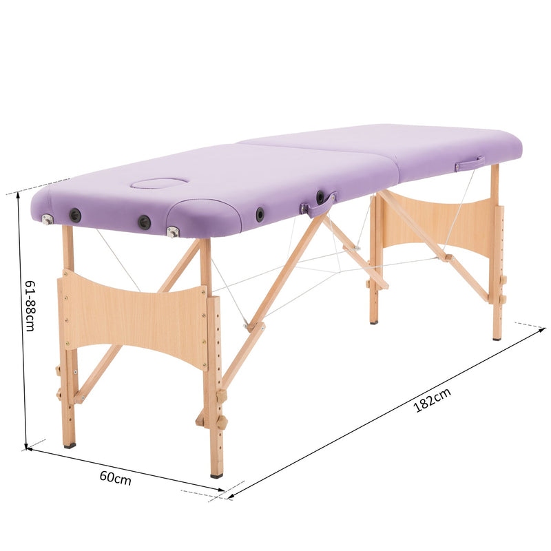 Marquesa Dobrável para Fisioterapia - Cor Roxo - Madeira de Faia e PU - 182x60 cm