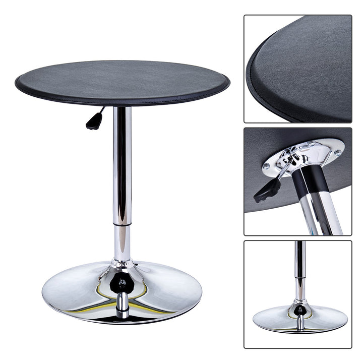 Mesa de Bar Redonda ajustável em altura hidráulica Pub Vinil Preto Ø63x(67-93) cm