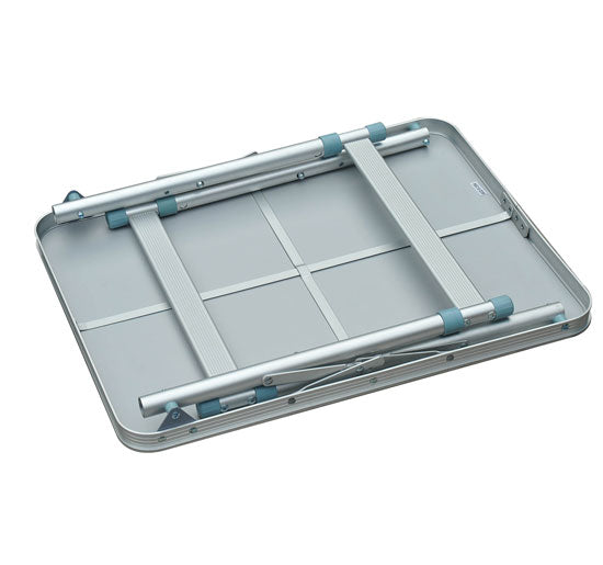 Mesa de Campismo Dobrável e Ajustável de 47,5 a 64 cm- Cor: Branco- Alumínio e MDF- 60 x 45 x 64 cm