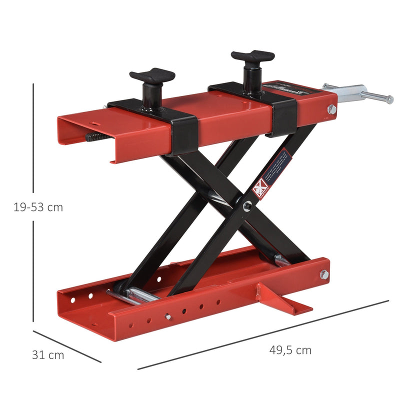 Plataforma Elevadora para Motocicletas com Altura Ajustável de 19-53cm Carga Máxima 500kg para Estacionar ou Reparar Oficina Garagem Preto e Vermelho