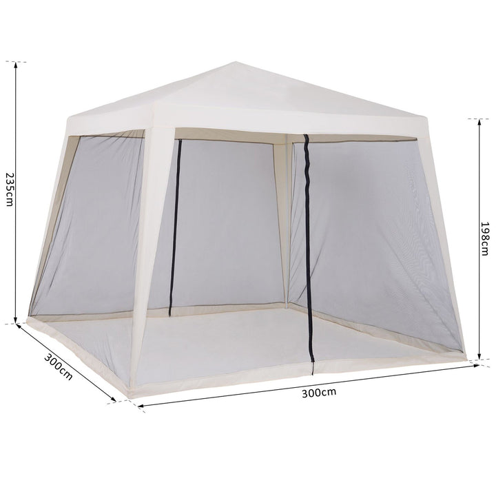 Tenda 3x3x2,35 m com Painéis Laterais e Mosquitero Aço Exterior Poliéster Cor Bege