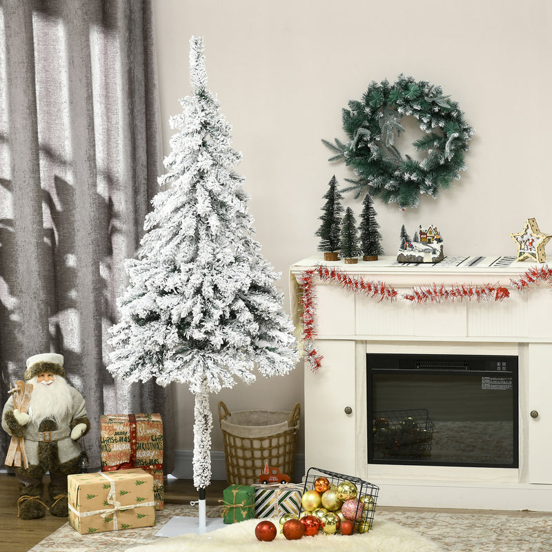 Árvore de Natal Artificial Árvore de Natal com Aspecto Nevado 180 cm com 290 Ramos e Base de Aço Decoração de Interiores Ø72x180 cm Verde