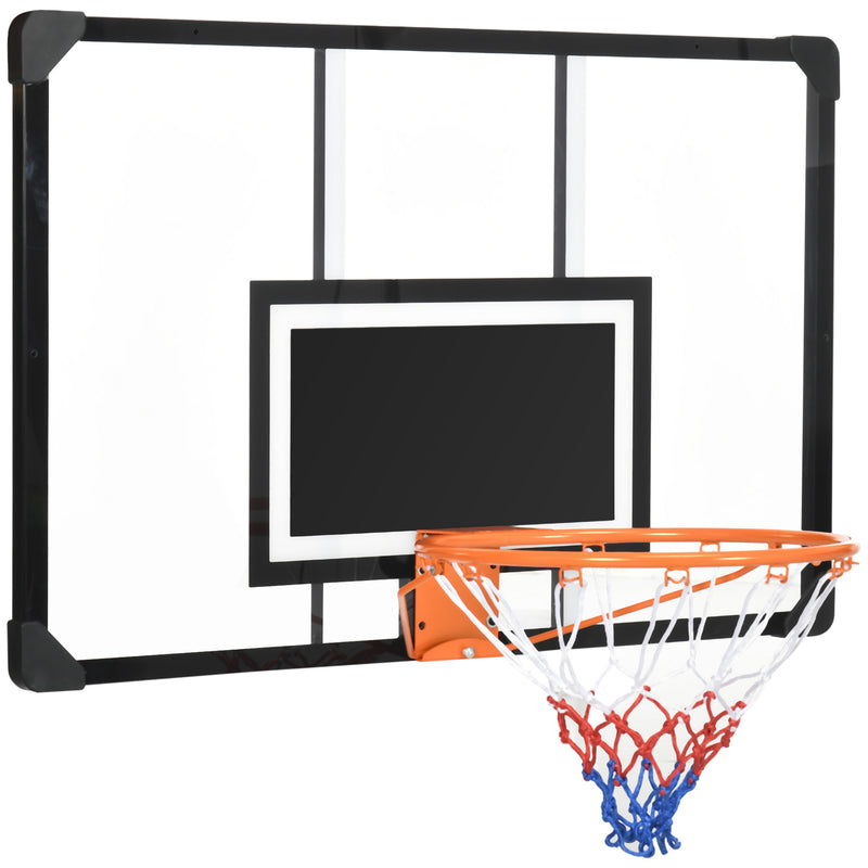 Tabela de Basquetebol com Rede Tabela de Basquetebol de Parede com Quadro e Estrutura de Aço para Utilização em Interiores e Exteriores 113x61x73 cm Preto